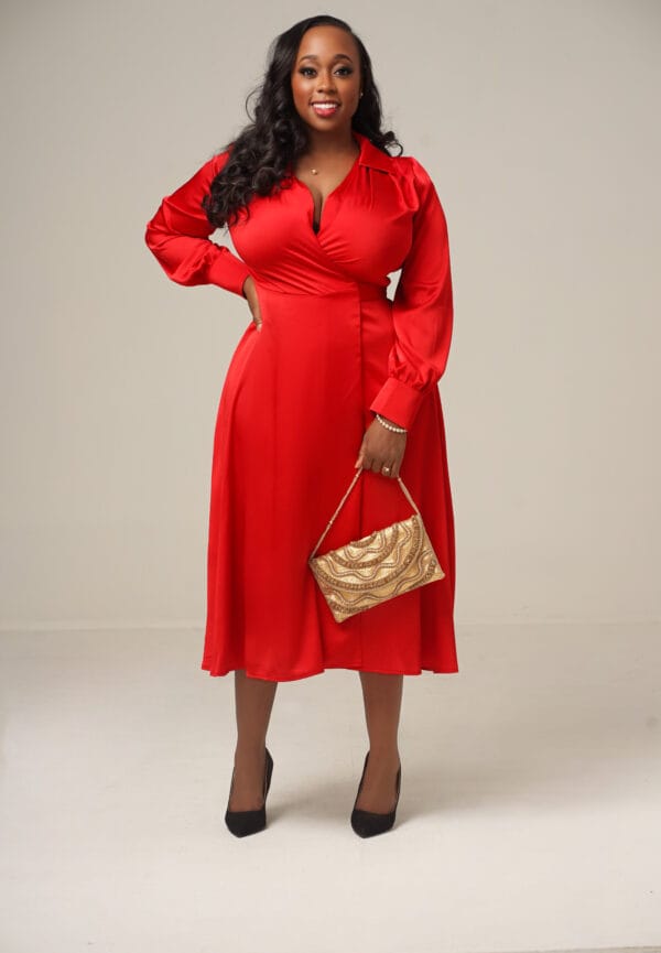 Red wrap dress - Image 5