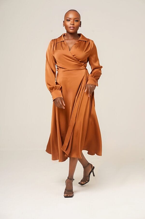 Brown wrap dress - Image 4