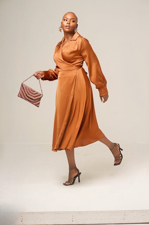 Brown wrap dress - Image 5