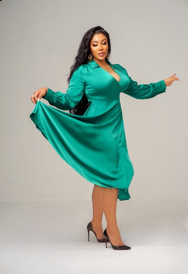 Green wrap dress - Image 3