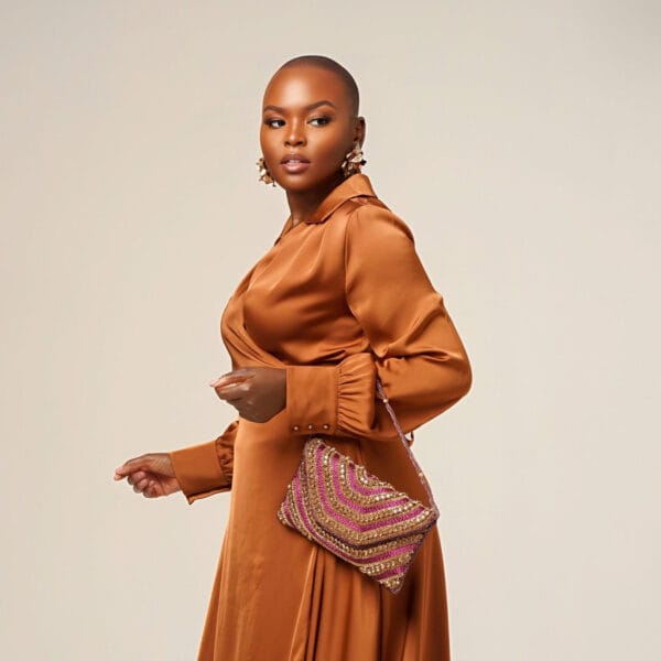 Brown wrap dress