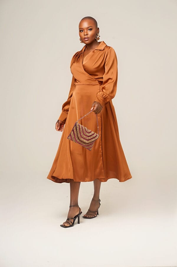 Brown wrap dress - Image 3