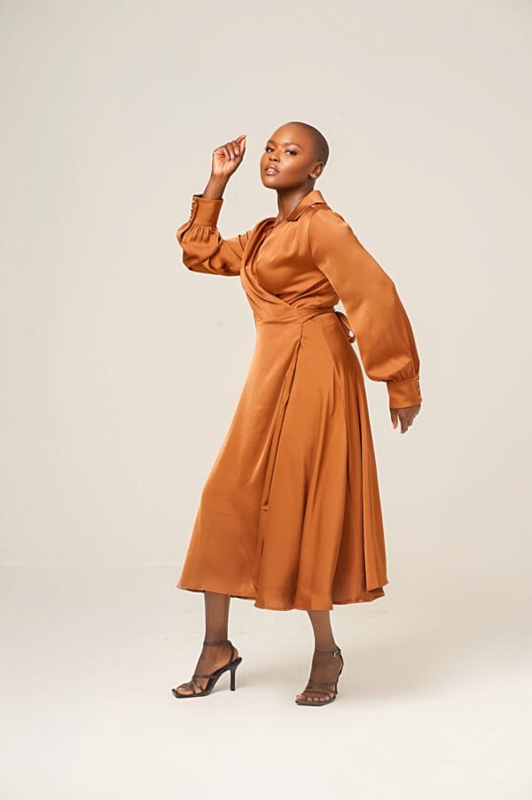Brown wrap dress - Image 2