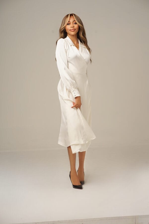 White Wrap Dress - Image 7